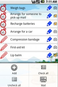 uPackingList Android: Edit List