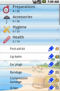 uPackingList Android: Pack Items