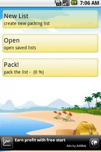 uPackingList Android Starting the App
